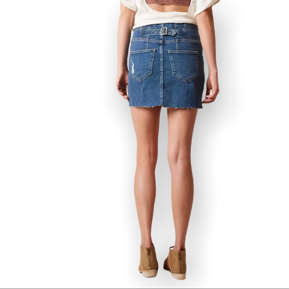 FREE PEOPLE Corsette Denim Distressed Mini Skirt - Picture 4 of 16